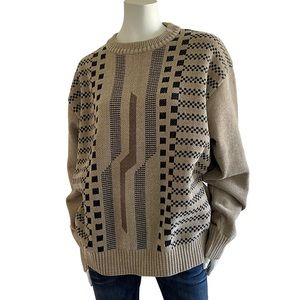 Vintage Oversized Slouchy Knit Crewneck Grandpa Dad Sweater Light Academia
